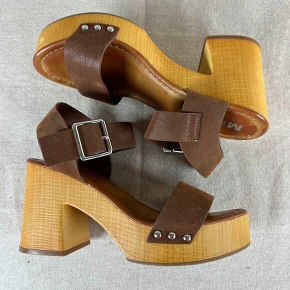 Mia Womens Platform Sandals Size 7.5M Chunky Sabrinda Faux Leather Straps Clogs - Picture 5 of 11